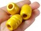5 28mm Large Yellow Fluted Barrel Beads Vintage Wood Macrame Beads